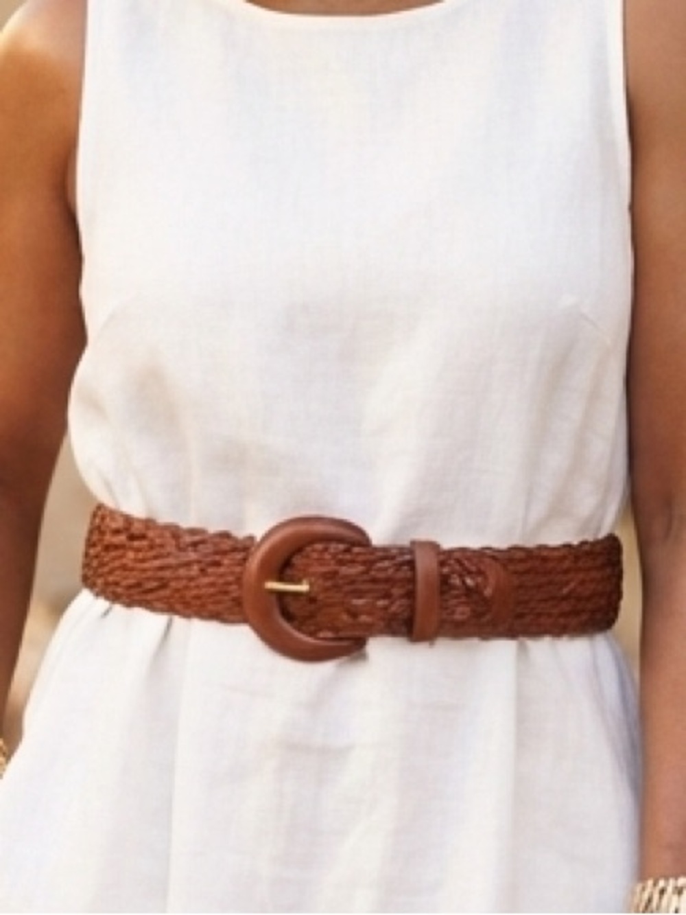 Nordstrom Handmade in Turkey Cognac Woven Leather Belt Medium